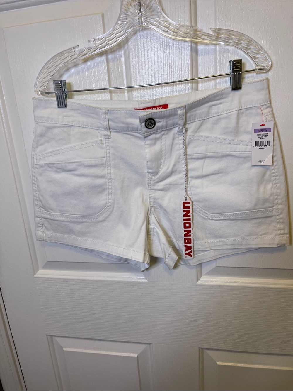 UNIONBAY White Cotton Blend Pocket Jean Shorts